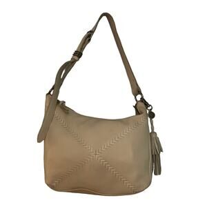 The Sak Collective Kyetra Leather Shoulder Bag Purse Stone Color Hobo